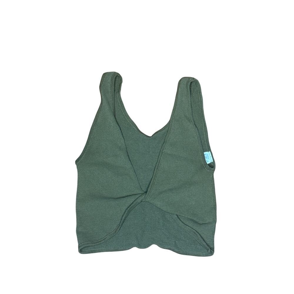 Urban Outfitters Ribbed Tie-Back Wrap Crop Tank Olive Green M/L